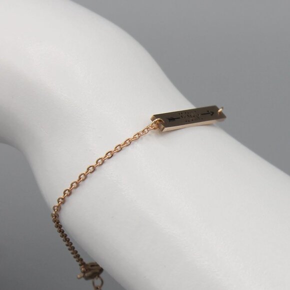 Jewelry bracelet bar Be Brave courage rose gold tone minimalist modern new - Picture 5 of 5